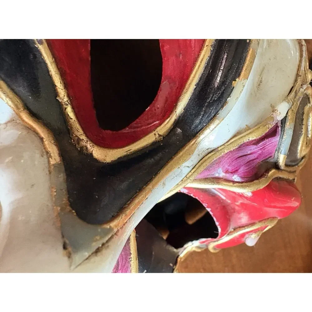 Vintage La Maschera del Galeone Venetian Mask Hand Painted Italy Venezia Red